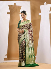 Wine Silk Banarasi Saree With Ethnic Motifs And Woven Designs-MA53BSL441050019